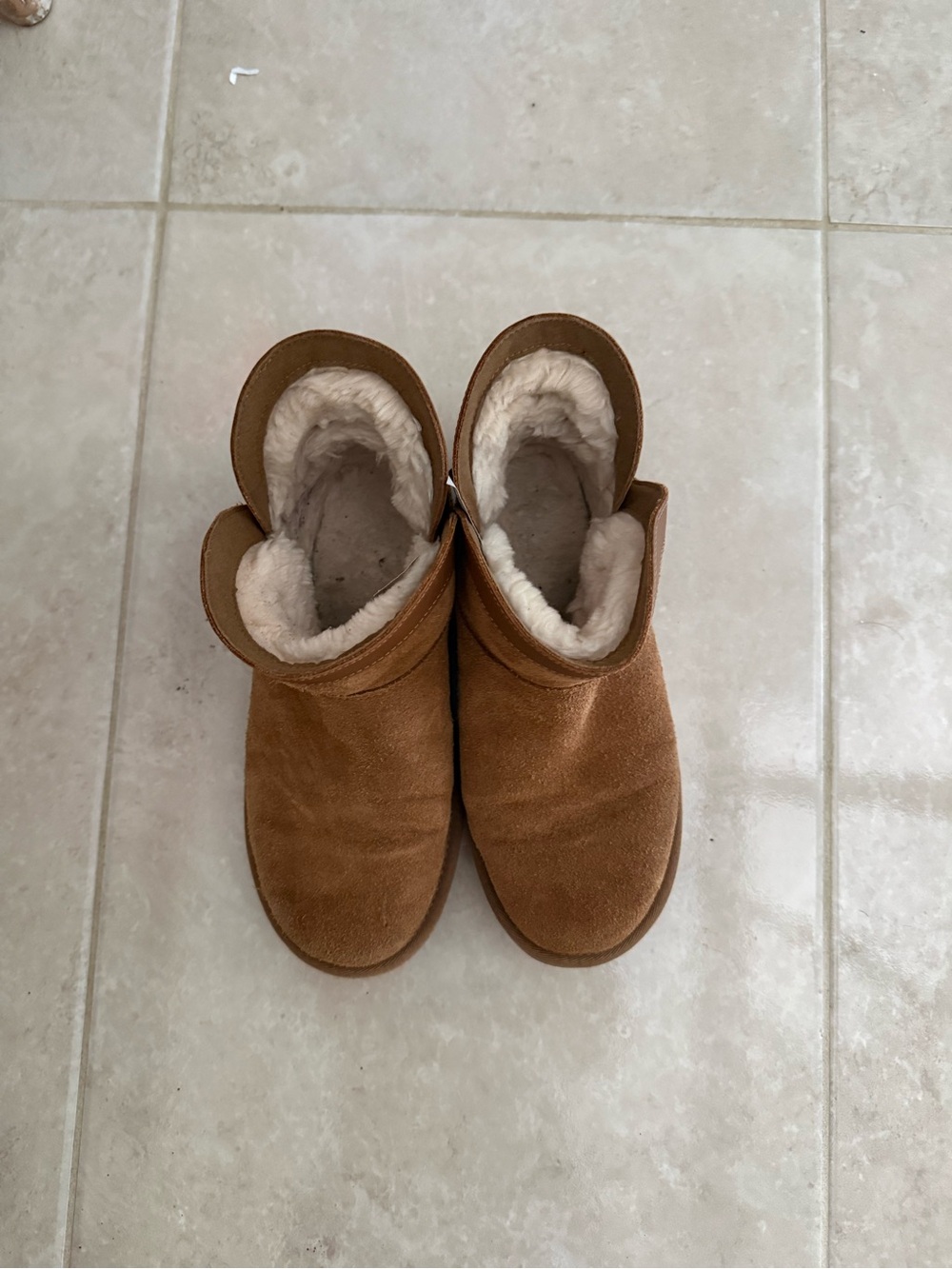 UGG women  Chestnut Suede Shearling-Lined Slip-On Boots